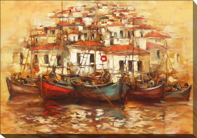 Paintings on canvas Boats on the island