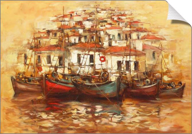 Купить и печать на заказ Картины на холсте Лодки на острове