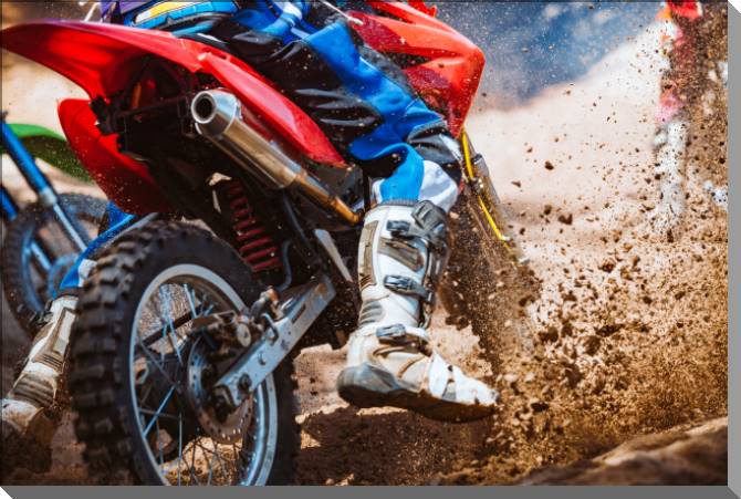 Paintings on plastic, foam cardboard Motorcyclist while speeding