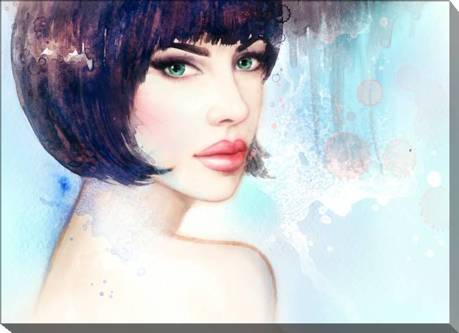 Paintings on canvas Girl on a blue background