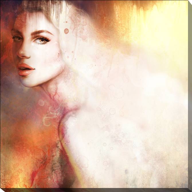 Купить и печать на заказ Картины на холсте Девушка и акварельный фон