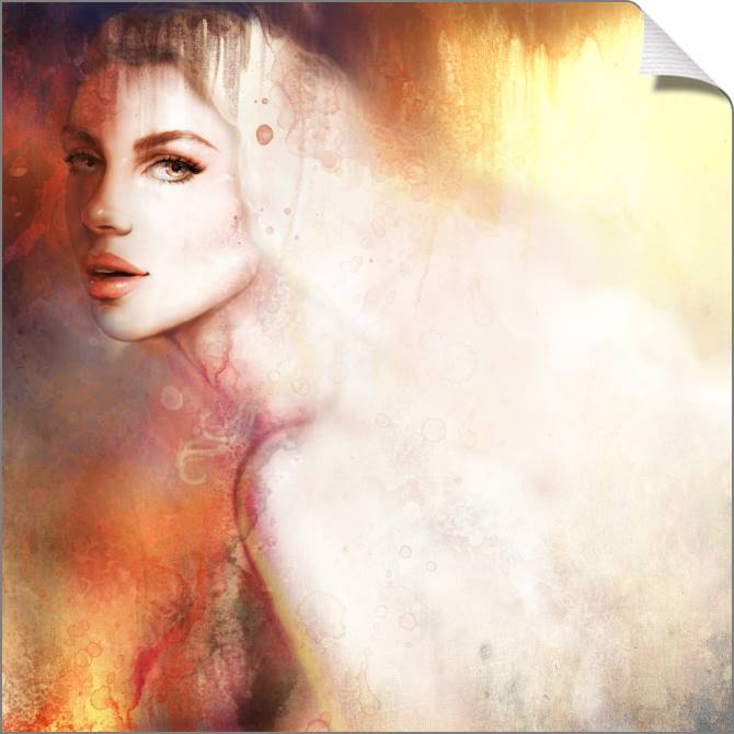 Купить и печать на заказ Картины на холсте Девушка и акварельный фон