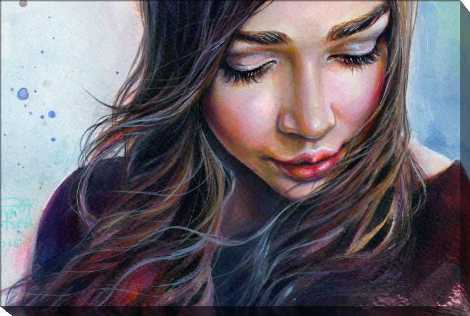 Paintings on canvas Colorful watercolor painting girl
