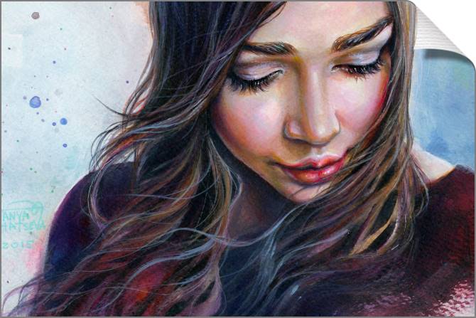 Купить и печать на заказ Картины на холсте Красочная акварельная живопись девушка