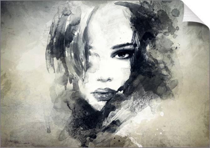 Купить и печать на заказ Картины на холсте Портрет девушки на фоне гранж