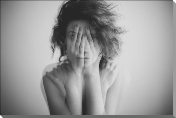 Paintings on plastic, foam cardboard Double exposure portrait of a girl