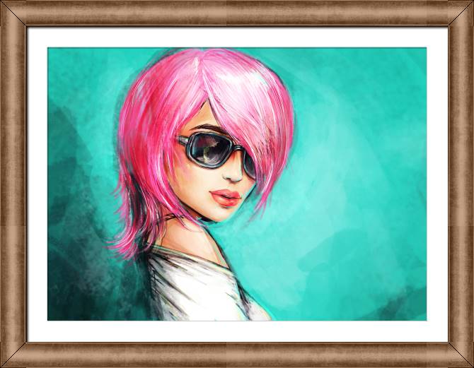 Купить и печать на заказ Репродукции картин Девушка с розовыми волосами