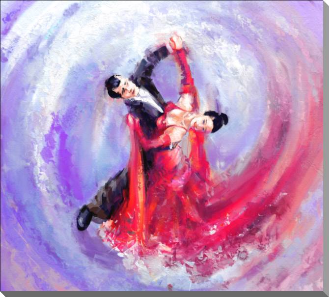 Paintings on plastic, foam cardboard Couple dance