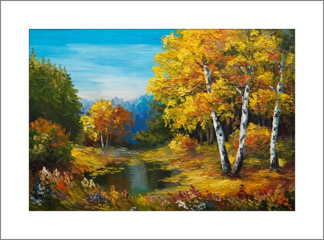 Купить и печать на заказ Картины, фото с паспарту Осенний пейзаж