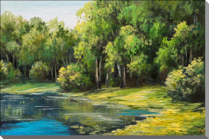 Paintings on plastic, foam cardboard Lush forest