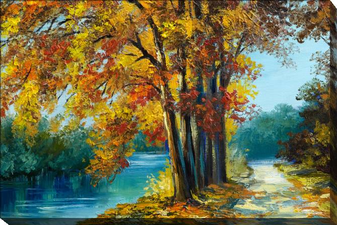 Paintings on canvas Trees over river in autumn