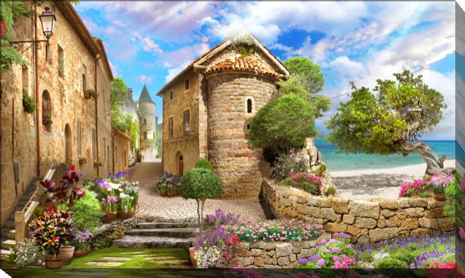 Paintings on canvas Old street with sea views