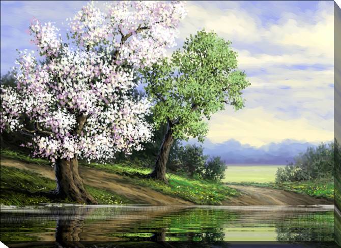 Paintings on canvas Flowering tree digital painting