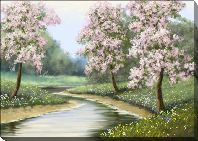 Paintings on canvas Flowering trees digital painting