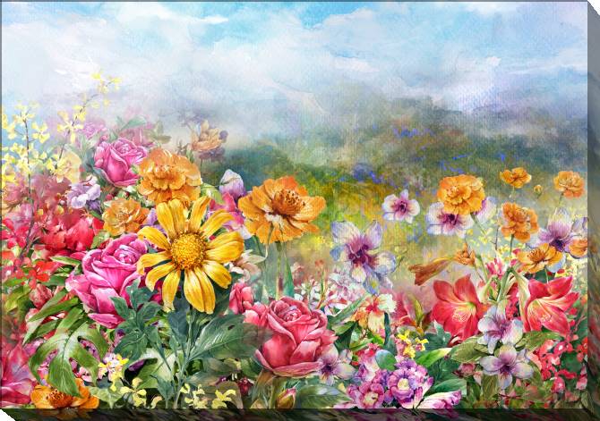 Paintings on canvas Colorful watercolor flowers