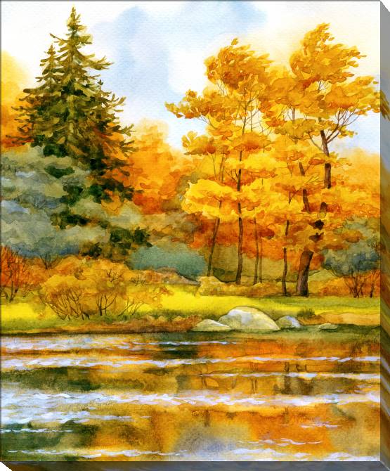 Paintings on canvas Trees by the river in autumn