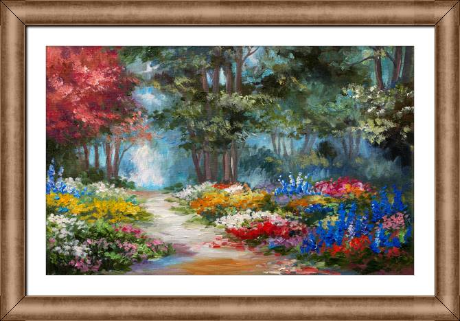 Картины в рамке, багете Colorful flowers in a forest