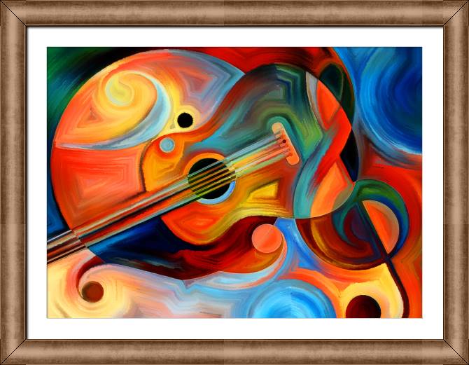 Картины в рамке, багете Colorful guitar art