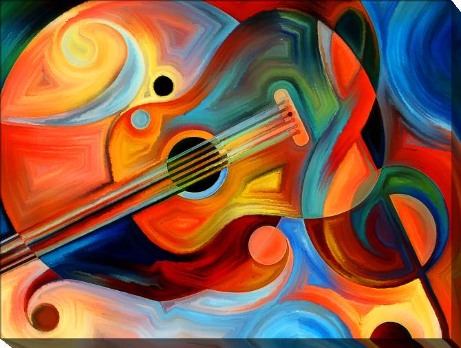 Paintings on canvas Colorful guitar art