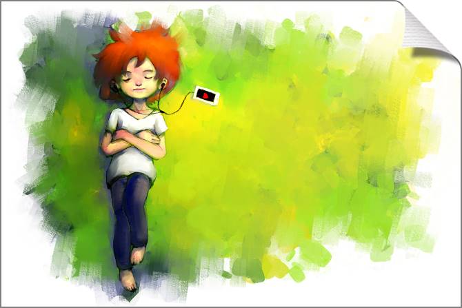 Купить и печать на заказ Картины на холсте Девочка с плеером