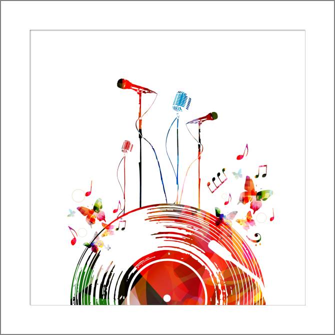 Купить и печать на заказ Картины, фото с паспарту Микрофоны арт