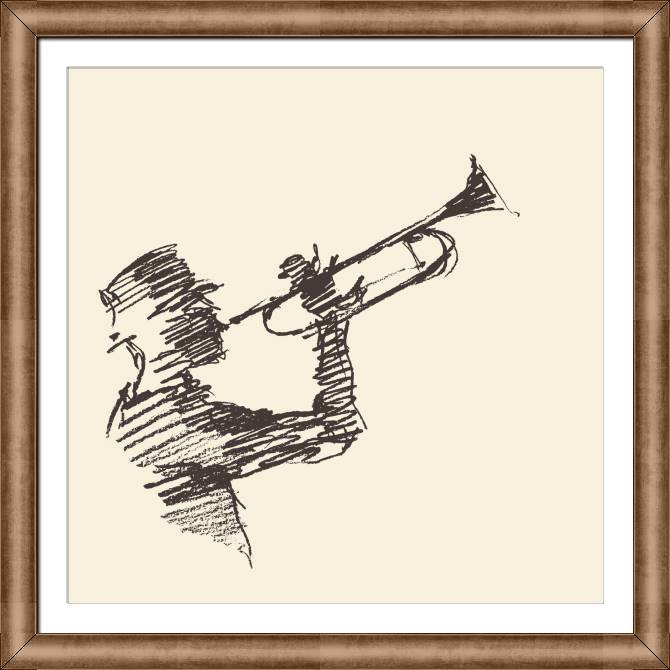 Картины в рамке, багете Musician and trumpet