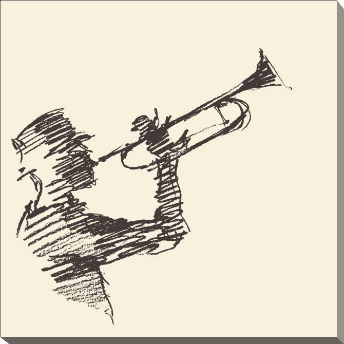 Paintings on canvas Musician and trumpet