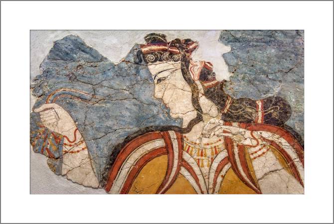 Картины, фото с паспарту Ancient Greek fresco women