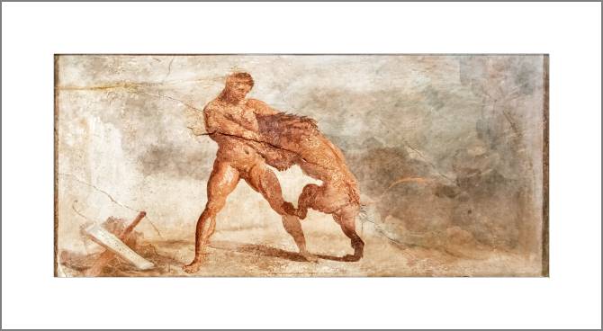 Картины, фото с паспарту Fresco from Pompeii, Hercules