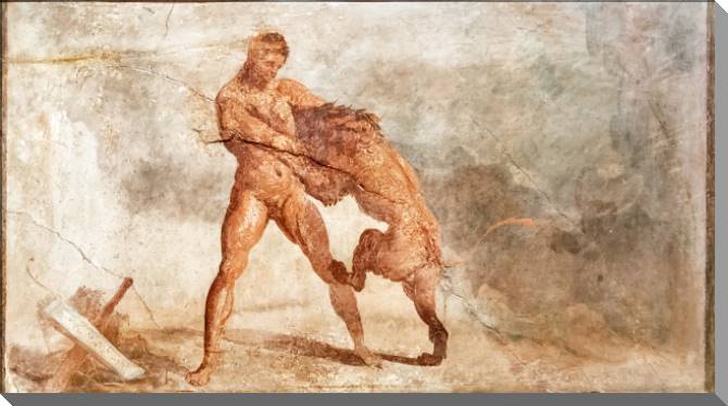 Paintings on plastic, foam cardboard Fresco from Pompeii, Hercules