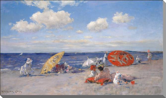 Paintings on plastic, foam cardboard On the beach (William Merritt chase)