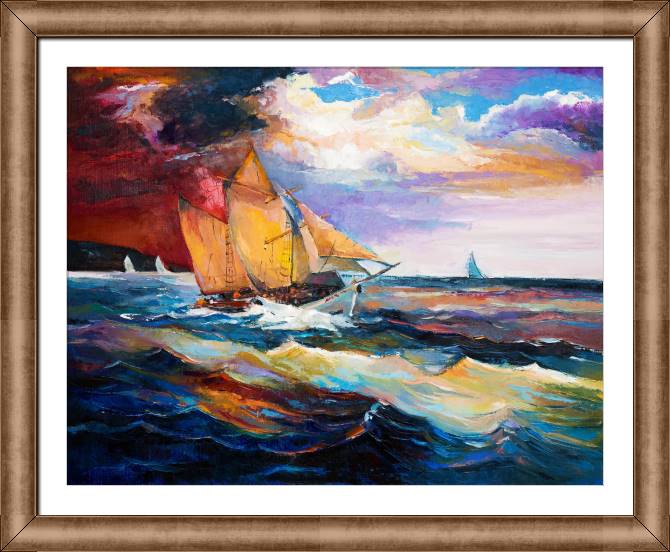 Картины в рамке, багете The sailboat and the sea