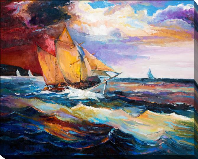 Paintings on canvas The sailboat and the sea