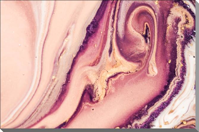 Paintings on plastic, foam cardboard Pink streaks of gold