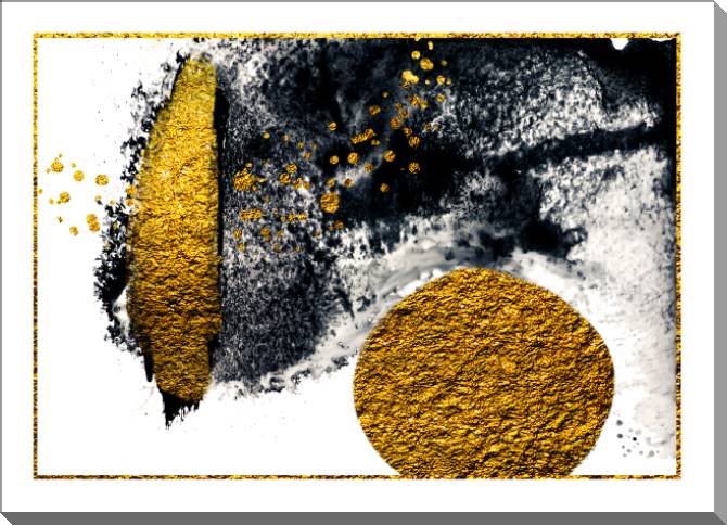 Paintings on plastic, foam cardboard Textured gold spots