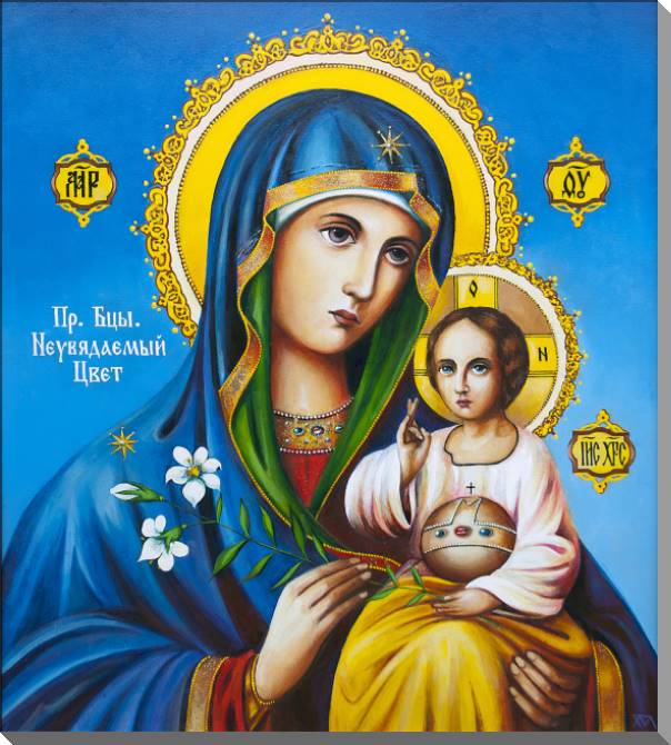 Paintings on plastic, foam cardboard Icon Unfading Blossom