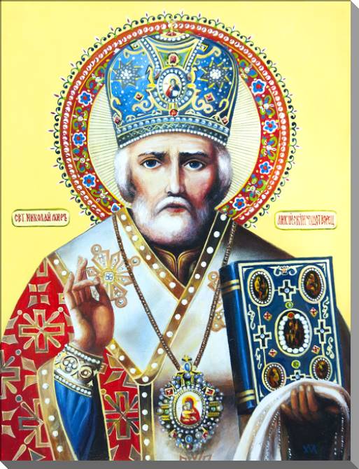 Paintings on plastic, foam cardboard The Icon Of St. Nicholas