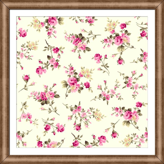 Картины в рамке, багете The pattern of flowers on a beige