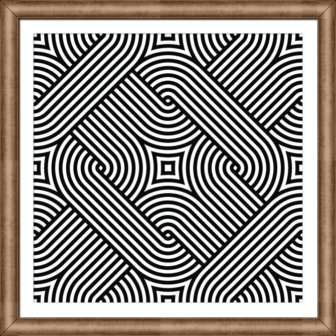 Картины в рамке, багете Black-and-white pattern of lines