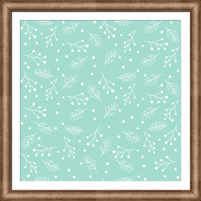 Картины в рамке, багете Sprigs on a blue background