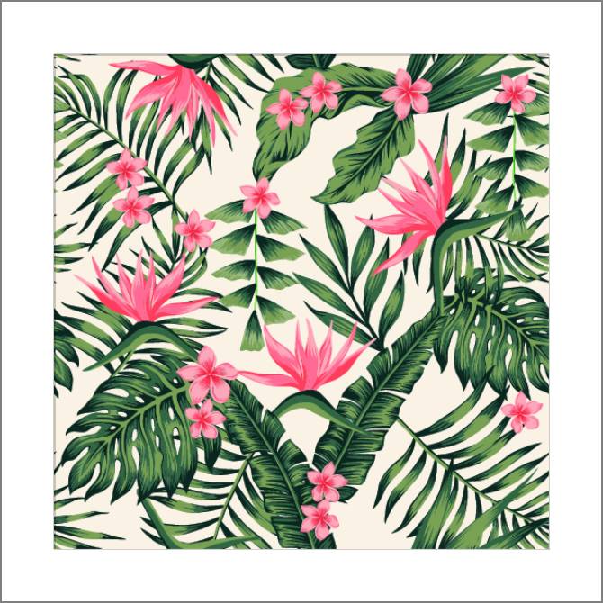 Купить и печать на заказ Картины, фото с паспарту Тропические растения с розовыми цветами