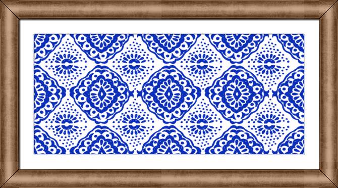 Картины в рамке, багете Hand drawn blue patterns