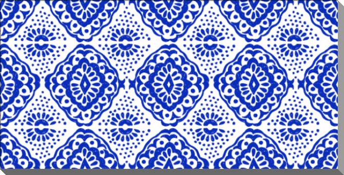 Paintings on plastic, foam cardboard Hand drawn blue patterns