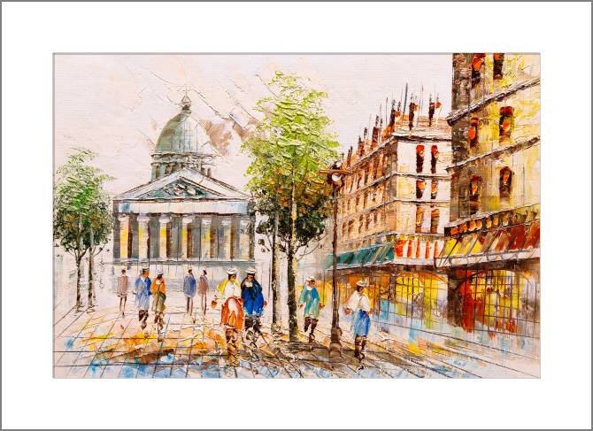 Купить и печать на заказ Картины, фото с паспарту Прогулка по Парижу