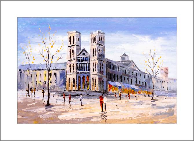 Купить и печать на заказ Картины, фото с паспарту Вид на Нотр-Дам-де-Пари