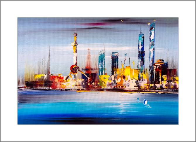 Купить и печать на заказ Картины, фото с паспарту Современный Шанхай