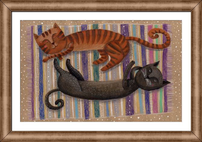 Картины в рамке, багете Two sleeping cat