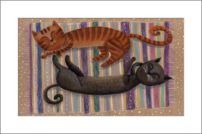 Купить и печать на заказ Картины, фото с паспарту Два спящих кота