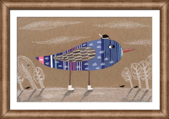 Картины в рамке, багете Blue bird in a hat