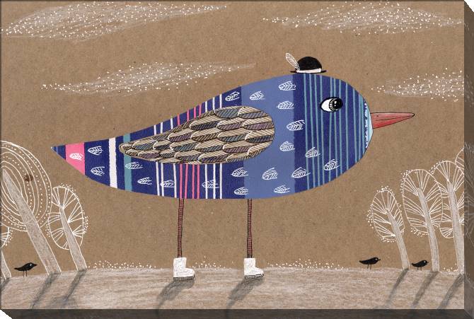 Картины на холсте Blue bird in a hat